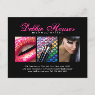 Carte comp de maquillage rose et noir chaud