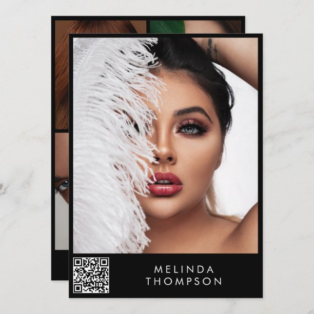 Carte Comp Modélisation Design 5 Photo QR Code noi (Devant / Derrière)