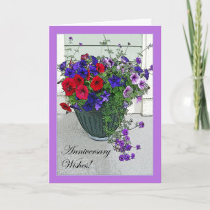 Carte Composition florale de voeux d'anniversaire, Pétun
