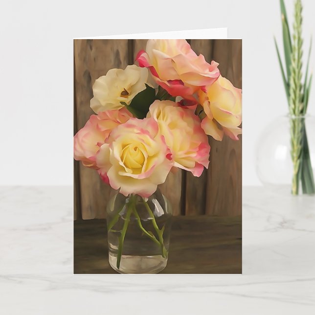 Carte Composition florale rose (Devant)