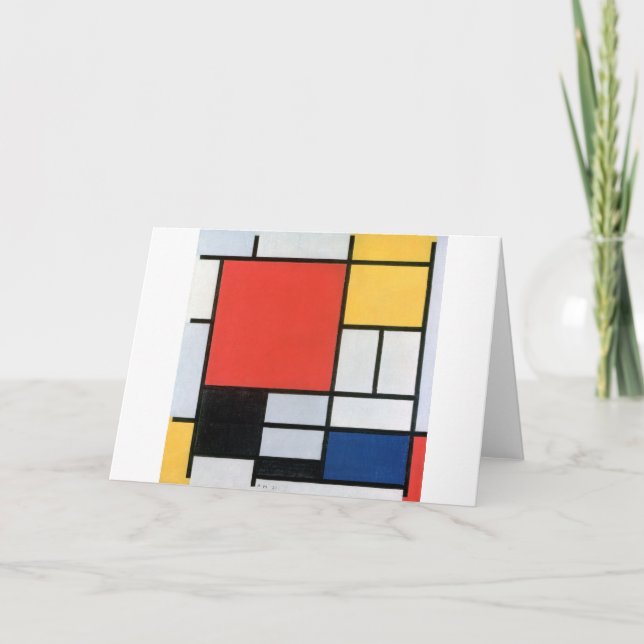 Carte Composition Rouge, Jaune, Bleu, Noir, Mondrique (Devant)