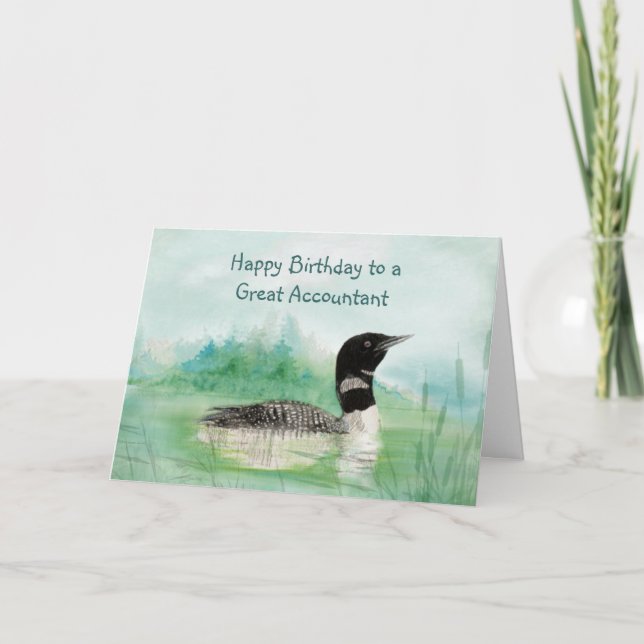 Carte Comptable Anniversaire Loon Bird Nature (Devant)