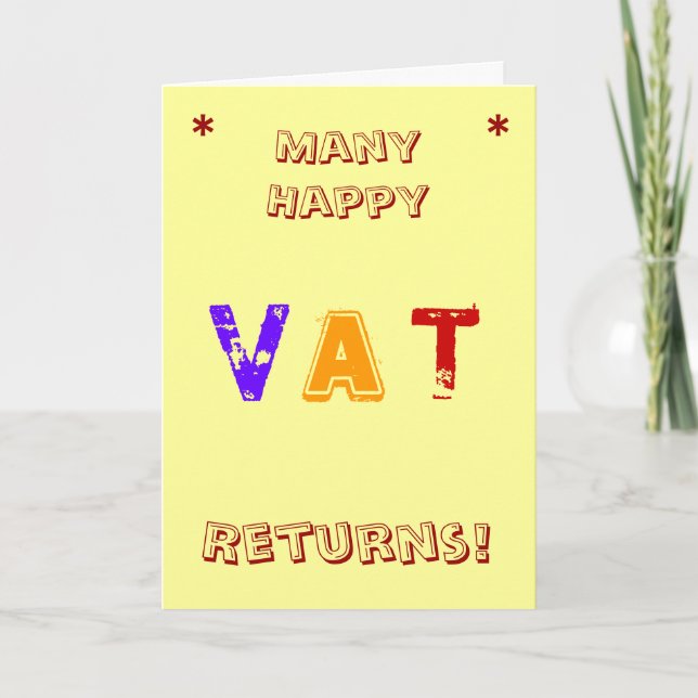 Carte Comptable TVA | Anniversaire | Jeu de retours Vat (Devant)