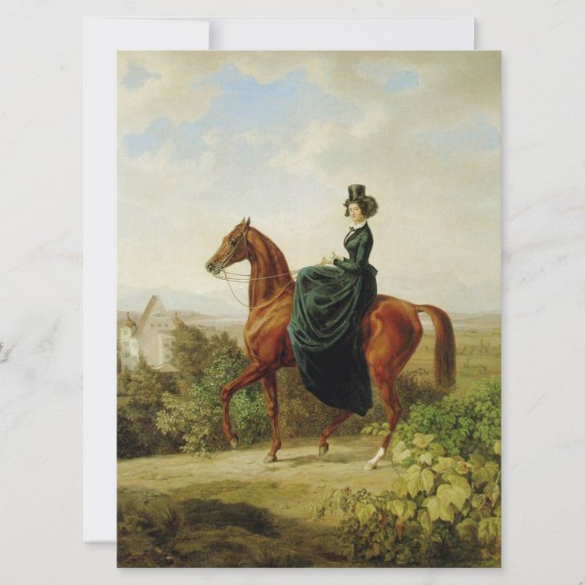 Carte Comtesse à cheval (Elégant Cheval Brown) (Devant)