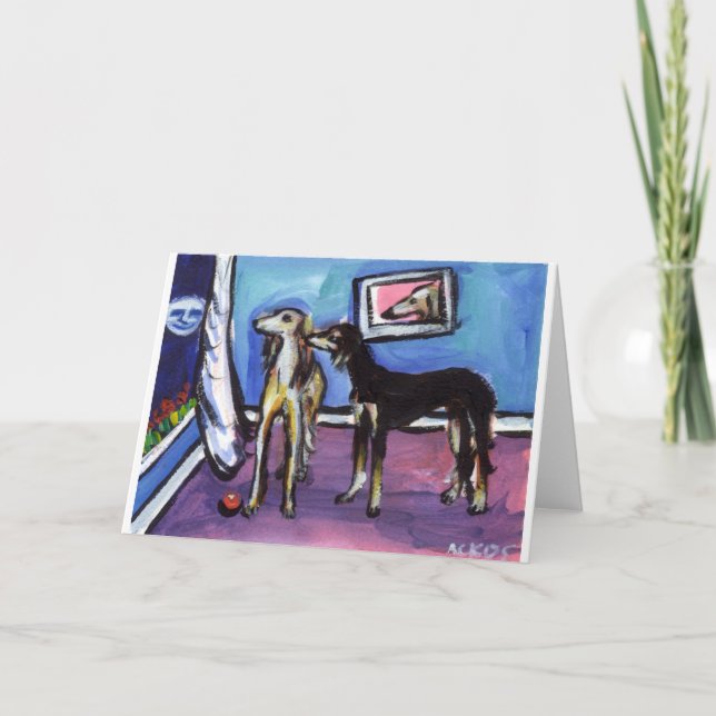 Carte Conception adorable de lune de Saluki (Devant)