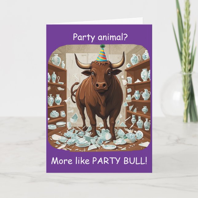 Carte Conception d'animal de fête d'anniversaire de taur (Devant)