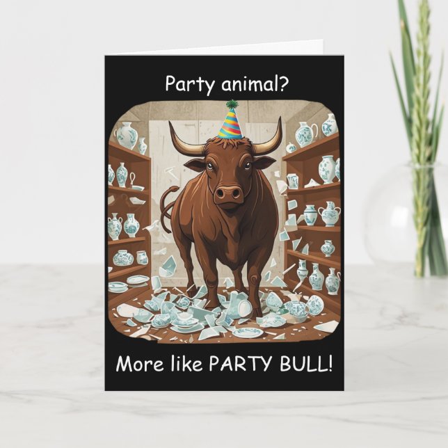 Carte Conception d'animal de fête d'anniversaire de taur (Devant)