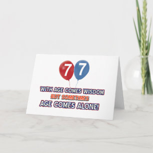 Carte Conception d'anniversaire de sagesse de 77 ans