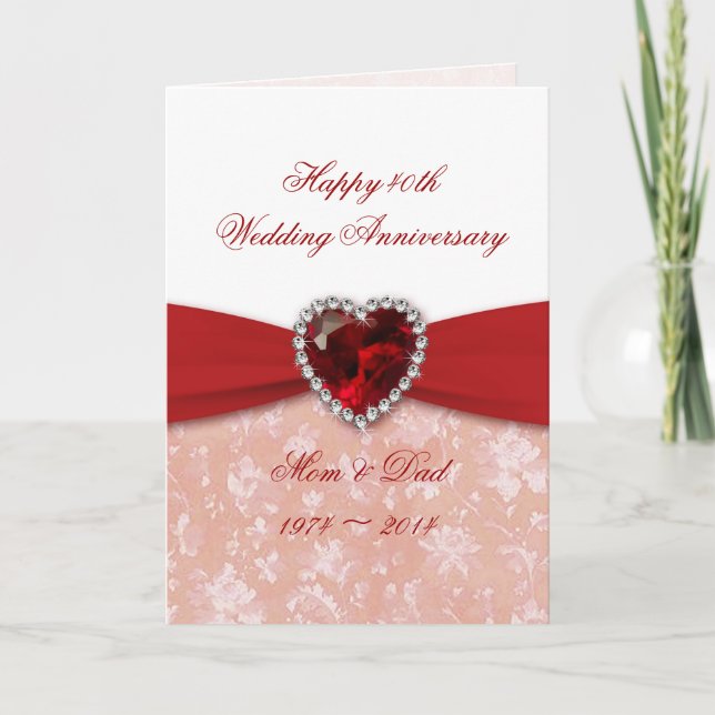 Carte Conception de 40e anniversaire de mariage Damas (Devant)