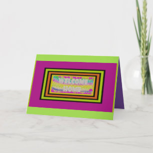 Carte conception de bienvenue à la maison violet vert ro