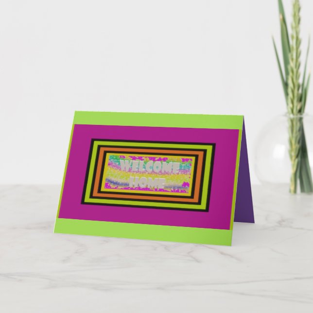 Carte conception de bienvenue à la maison violet vert ro (Devant)