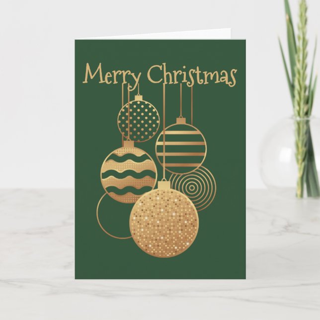 Carte Conception de boule de Noël avec message vert vier (Devant)