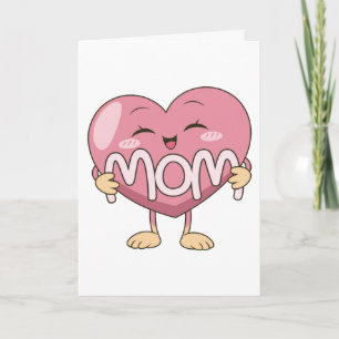 Carte Conception de câlin de coeur de maman Kawaii