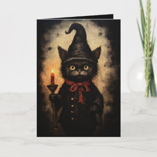 Carte Conception de chat noir foncé pour Halloween, Goth