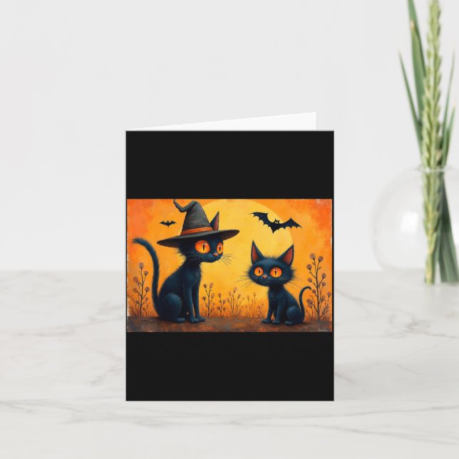 Carte Conception de chat noir Halloween pour amateurs de (Devant)