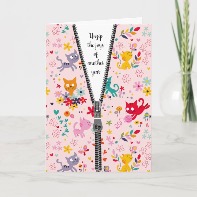 Carte Conception de chats mignonnes avec Zipper pour Ann (Devant)