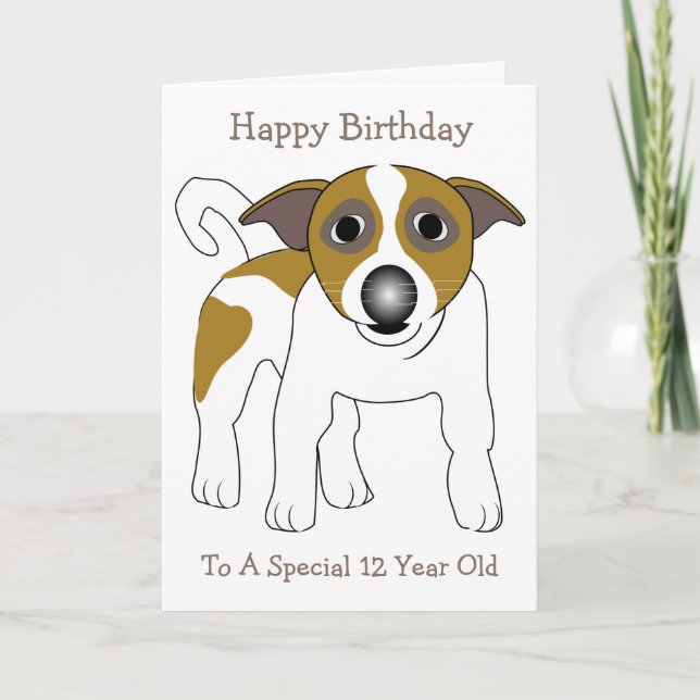 Carte Conception de chien personnalisée 12e anniversaire (Devant)