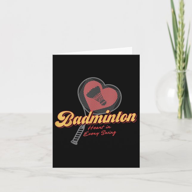 Carte Conception de cœur de badminton à chaque balanceme (Devant)