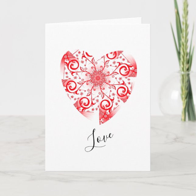 Carte Conception de cœur de la Saint-Valentin rouge ench (Devant)