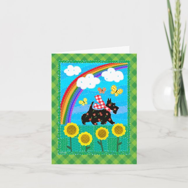 Carte Conception de courtepoint de Scottie arc-en-ciel j (Devant)