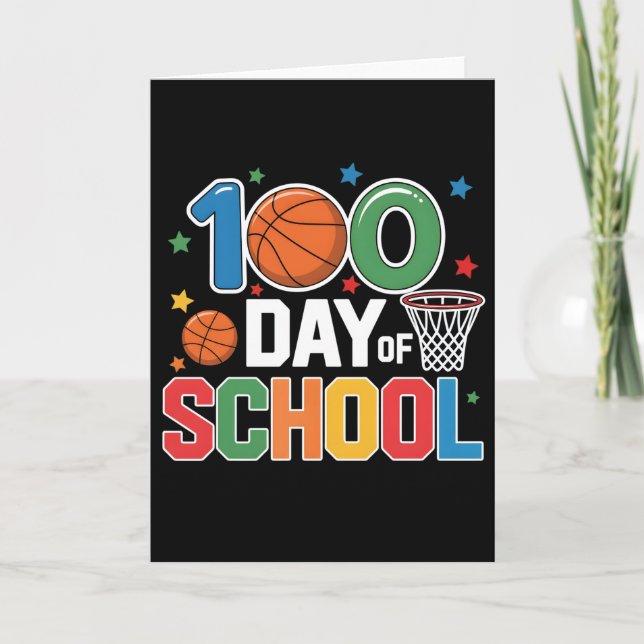 Carte Conception de fan de basket-ball rétro 100 jours d (Devant)
