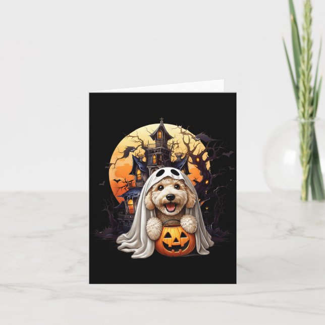 Carte Conception de fantôme de chien de doodle de Hallow (Devant)
