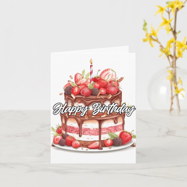 Carte Conception de gâteau au chocolat pour anniversaire (Fleur jaune)