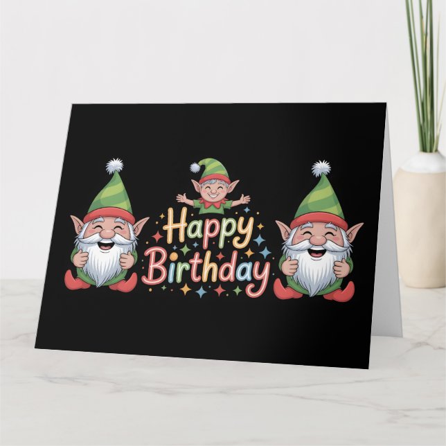 Carte Conception de Gnome et d'Elf pour Joyeux Anniversa (Devant)