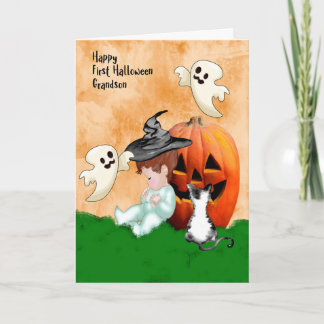 Carte Conception de Halloween pour petit-fils avec citro