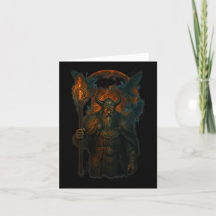 Carte Conception de Halloween Viking corbeau sorcier nor