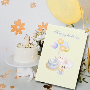 Carte Conception de joyeux anniversaire agneau pastel fa