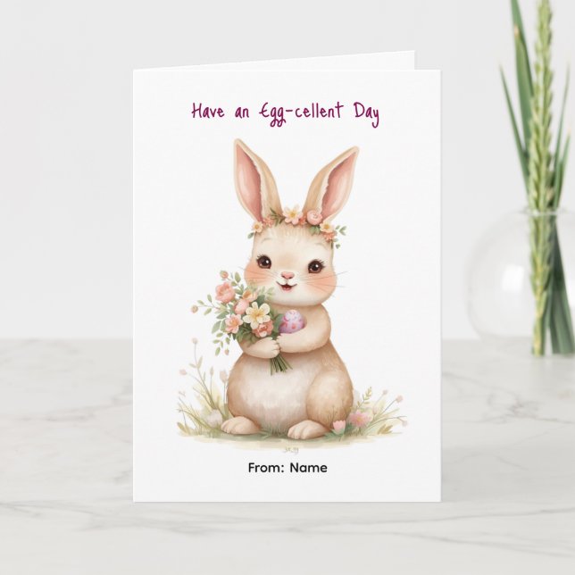 Carte Conception de lapin de Pâques de printemps (Devant)