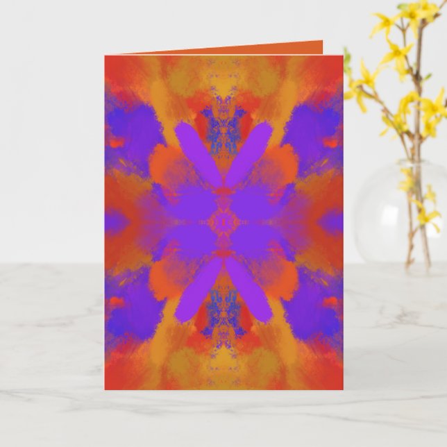 Carte Conception de l'art graphique abstrait orange viol (Fleur jaune)