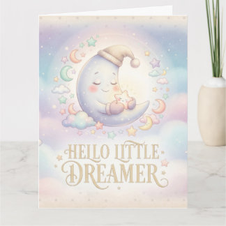 Carte Conception de lune pastel "Bonjour Petit Rêveur"