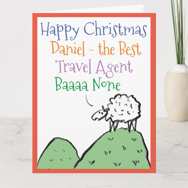Carte Conception de mouton Joyeux Noël à un agent de voy (Devant)