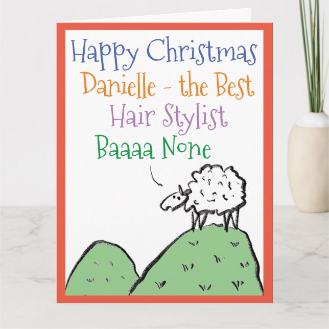Carte Conception de mouton Joyeux Noël à un coiffeur (Devant)