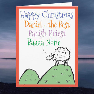 Carte Conception de mouton Joyeux Noël à un curé de paro