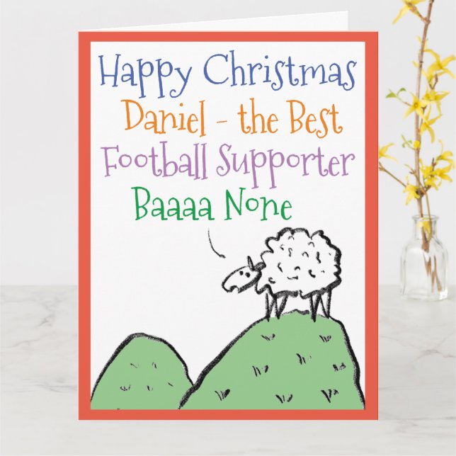 Carte Conception de mouton Joyeux Noël Supporter de foot (Fleur jaune)