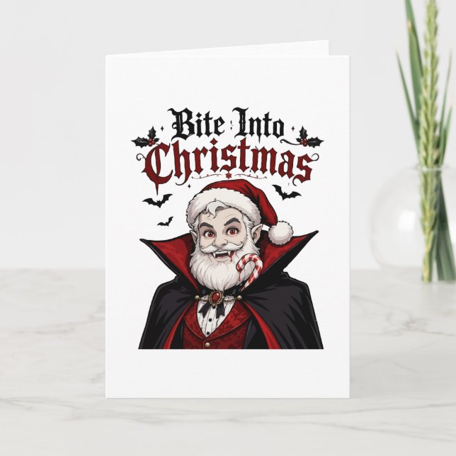 Carte Conception de Noël de Père Noël Vampire Gothique (Devant)