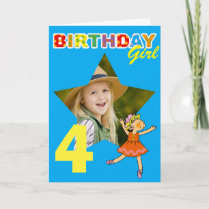Carte Conception de photo de ballerine pour les 4 ans d'