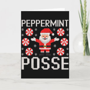 Carte Conception de pull moche Peppermint Posse Santa dr