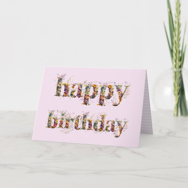 Carte Conception de texte Joyeux Anniversaire avec des f (Devant)