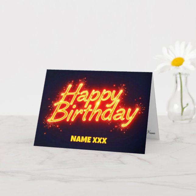 Carte Conception de texte lumineux Joyeux Anniversaire N (Petite plante)