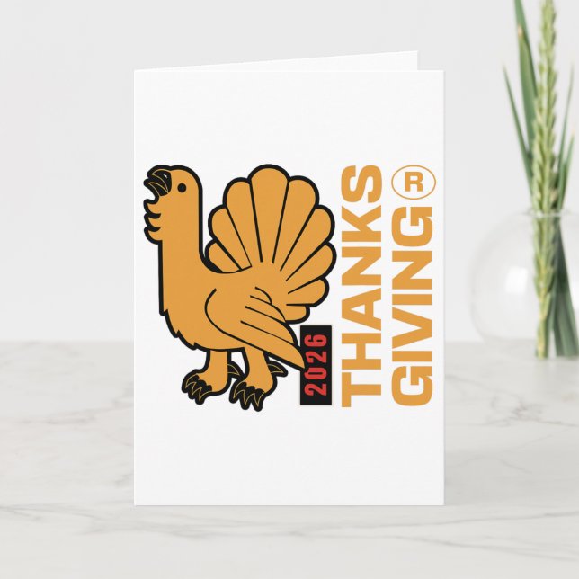 Carte Conception de Thanksgiving 2026 représentant un di (Devant)