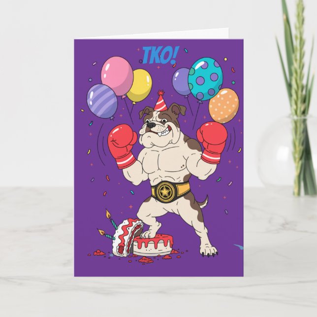 Carte Conception de TKO Bulldog de boxe Anniversaire Kno (Devant)