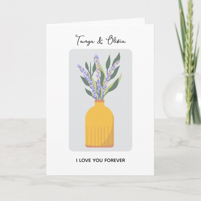Carte Conception de vase à fleurs charmante avec lavande (Devant)