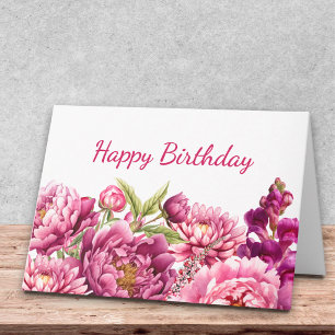 Carte Conception de vœux d'anniversaire de pivoine rose