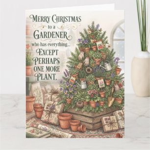 Carte Conception de vœux de Noël pour jardinier drôle