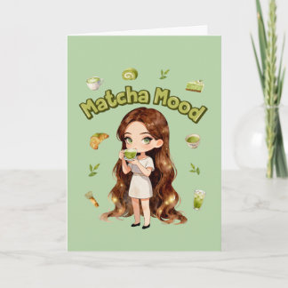 Carte Conception d'esthétique Matcha Mood Vibes de thé v