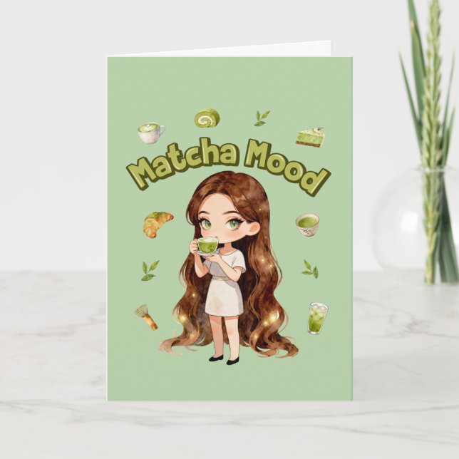 Carte Conception d'esthétique Matcha Mood Vibes de thé v (Devant)